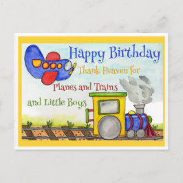 男の子の誕生日に!飛行機と汽車 ポストカード