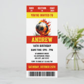 男の子の誕生日のためのパーソナルデジタルサッカーチケット 招待状 (スタンド正面)