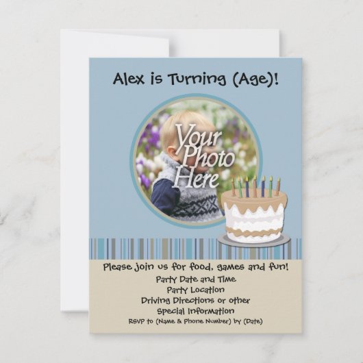 男の子の誕生日のパーティの招待状 招待状 (正面)