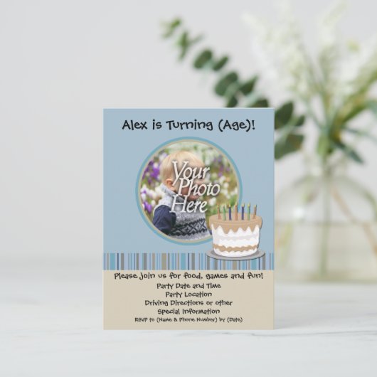 男の子の誕生日のパーティの招待状 招待状 (スタンド正面)