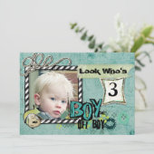 男の子の誕生日のフォトカード (スタンド正面)