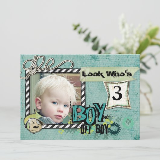 男の子の誕生日のフォトカード (スタンド正面)