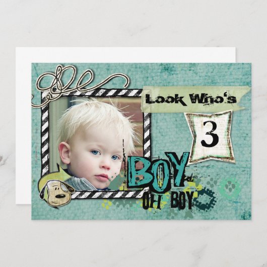 男の子の誕生日のフォトカード (正面/裏面)