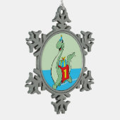 男の子の誕生日の恐竜 スノーフレークピューターオーナメント (左)