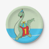 男の子の誕生日の恐竜 ペーパープレート (正面)