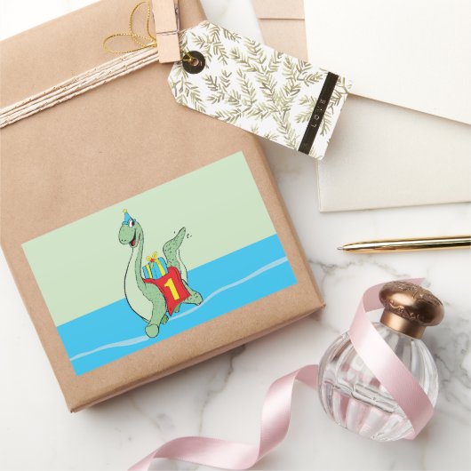 男の子の誕生日の恐竜 長方形シール (ギフト)