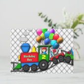 男の子の誕生日の招待状-彼の年齢を挿入して下さい-列車 招待状 (スタンド正面)