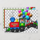 男の子の誕生日の招待状-彼の年齢を挿入して下さい-列車 招待状 (正面/裏面)