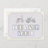 男の子の誕生日サンキューカード、ヴィンテージおもちゃカード ポストカード (正面/裏面)