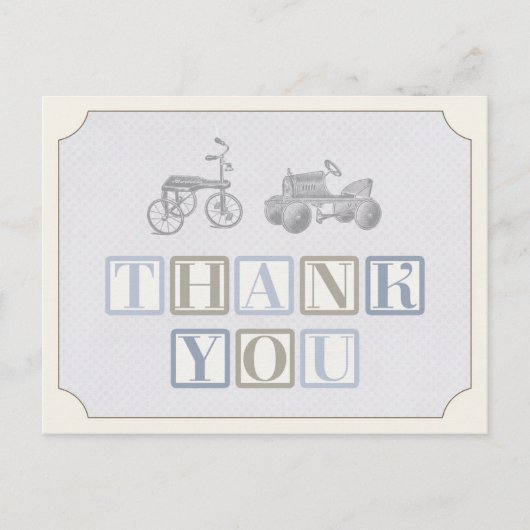 男の子の誕生日サンキューカード、ヴィンテージおもちゃカード ポストカード (正面)