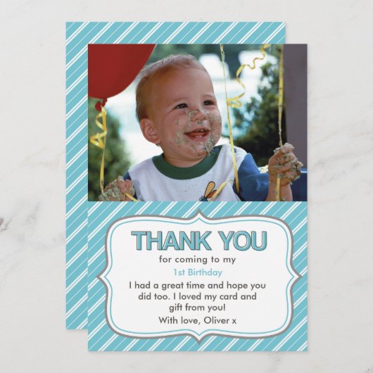 男の子の誕生日サンキューカード 招待状 (正面/裏面)