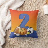 男の子の誕生日スポーツボール クッション (ブランケット)
