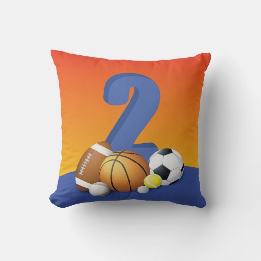 男の子の誕生日スポーツボール クッション (正面)