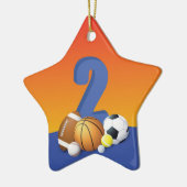 男の子の誕生日スポーツボール セラミックオーナメント (左)