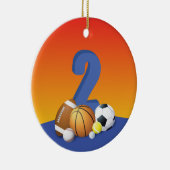 男の子の誕生日スポーツボール セラミックオーナメント (右)