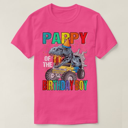 男の子の誕生日トラック恐竜のパピー Tシャツ (デザイン正面)