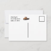 男の子の誕生日パーティオレンジセミトラック サンキューカード (裏面)