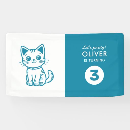 男の子の誕生日パーティカスタムーとカラーズkitten 横断幕 (横)