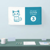 男の子の誕生日パーティカスタムーとカラーズkitten 横断幕 (トレードショー)