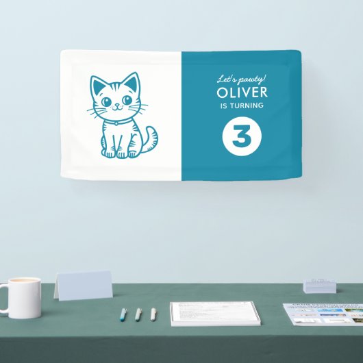 男の子の誕生日パーティカスタムーとカラーズkitten 横断幕 (トレードショー)