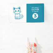 男の子の誕生日パーティカスタムーとカラーズkitten 横断幕 (インサイチュ)