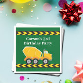 男の子の誕生日パーティカスタムーグリーントラックキッズ スタンダードカクテルナプキン