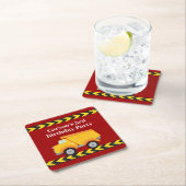 男の子の誕生日パーティカスタムーレッドダンプトラックキッズ スクエアペーパーコースター (インサイチュ)