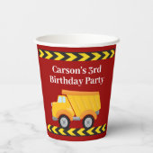 男の子の誕生日パーティカスタムーレッドダンプトラックキッズ 紙コップ (裏面)