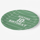 男の子の誕生日パーティーかわいいサッカーパーソナライズされた ペーパープレート (アングル)