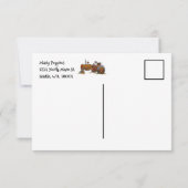 男の子の誕生日パーティーとアンティークトラクターデザイン サンキューカード (裏面)