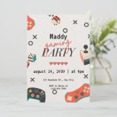 男の子の誕生日パーティーのためのビデオゲーム招待状 招待状 (スタンド正面)