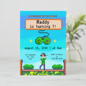 男の子の誕生日パーティーのためのビデオゲーム招待状 招待状 (スタンド正面)