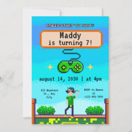 男の子の誕生日パーティーのためのビデオゲーム招待状 招待状