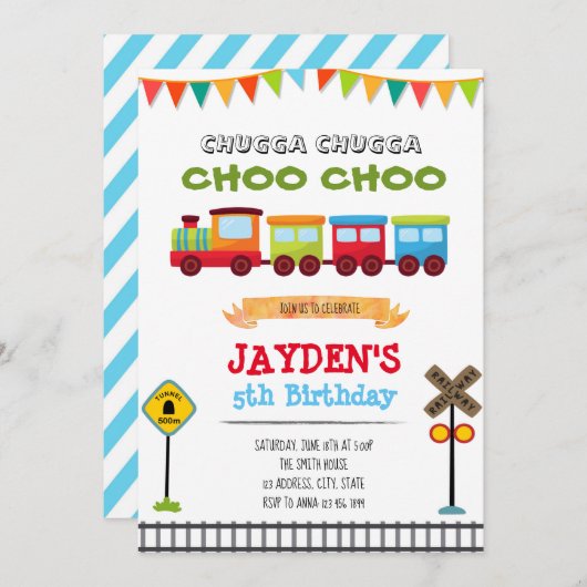 男の子の誕生日パーティーの招待状を作成する 招待状 (正面/裏面)