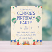 男の子の誕生日パーティーへの招待 アクリルサイン (ニュートラル)