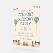 男の子の誕生日パーティーへの招待 アクリルサイン (傾斜)