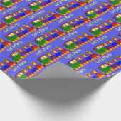 男の子の誕生日パーティー向けのかわいい電車 ラッピングペーパー (角)