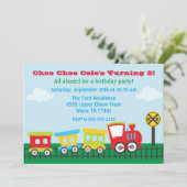 男の子の誕生日パーティー招待状 - チュー チュー 列車 招待状 (スタンド正面)