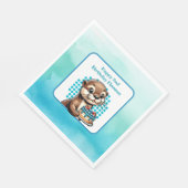 男の子の誕生日パーティーOtterをテーマパーソナライズされた スタンダードランチョンナプキン (角)