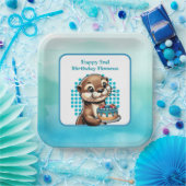男の子の誕生日パーティーOtterをテーマパーソナライズされた ペーパープレート (パーティー)