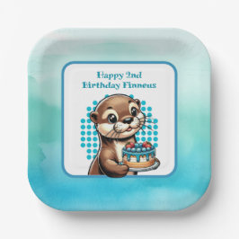 男の子の誕生日パーティーOtterをテーマパーソナライズされた ペーパープレート
