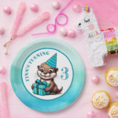 男の子の誕生日パーティーOtterをテーマパーソナライズされた ペーパープレート (パーティー)