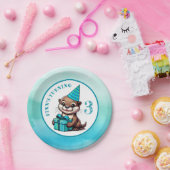 男の子の誕生日パーティーOtterをテーマパーソナライズされた ペーパープレート (パーティー)