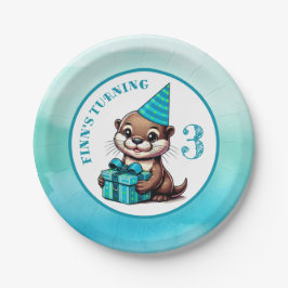 男の子の誕生日パーティーOtterをテーマパーソナライズされた ペーパープレート