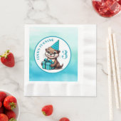 男の子の誕生日パーティーOtterをテーマパーソナライズされた 縁ありランチョンナプキン (インサイチュ)