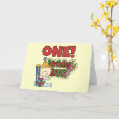 男の子の誕生日ベビー1st誕生日Tシャツとギフト カード (黄色い花)