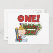 男の子の誕生日ベビー1st誕生日Tシャツとギフト ポストカード (正面/裏面)