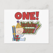 男の子の誕生日ベビー1st誕生日Tシャツとギフト ポストカード (正面)