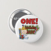 男の子の誕生日ベビー1st誕生日Tシャツとギフト 缶バッジ (正面&裏面)