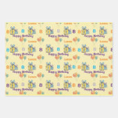 男の子の誕生日名前と年齢のバルーンのギフトを追加 ラッピングペーパーシート (正面3)